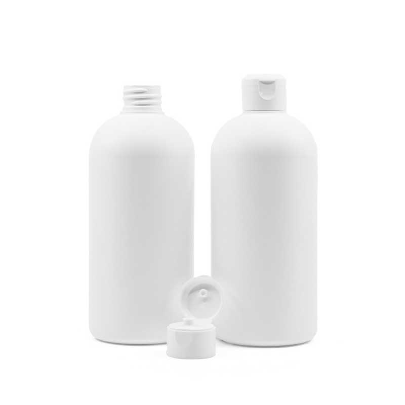 Plastová láhev, bíla HPDE, bílý flip top, 500 ml