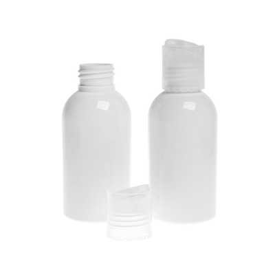 Plastová láhev bílá, průhledný disc top, 100 ml