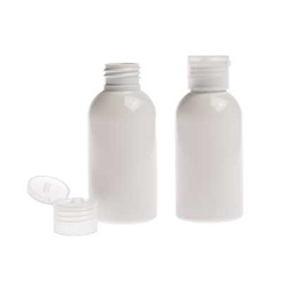 Plastová láhev bílá, průhledný flip top, 100 ml